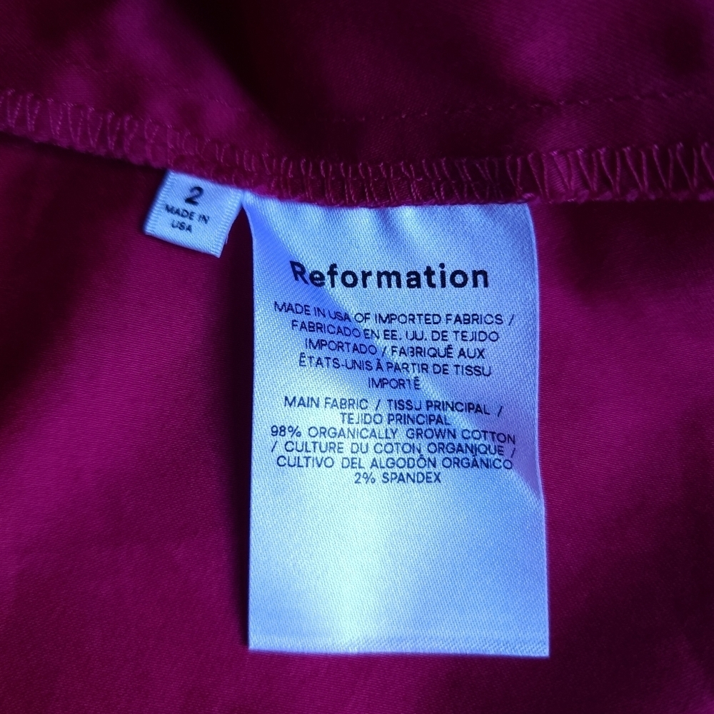 Reformation Kenzi Babydoll Sweatheart Neckline Mini Dress Rhubarb Pink Feminine - Picture 7 of 9